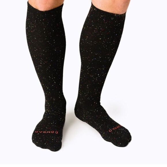 COMRAD Knee-High Compression Sock, Size Larges, multi speckle Black, NWT - Picture 2 of 8